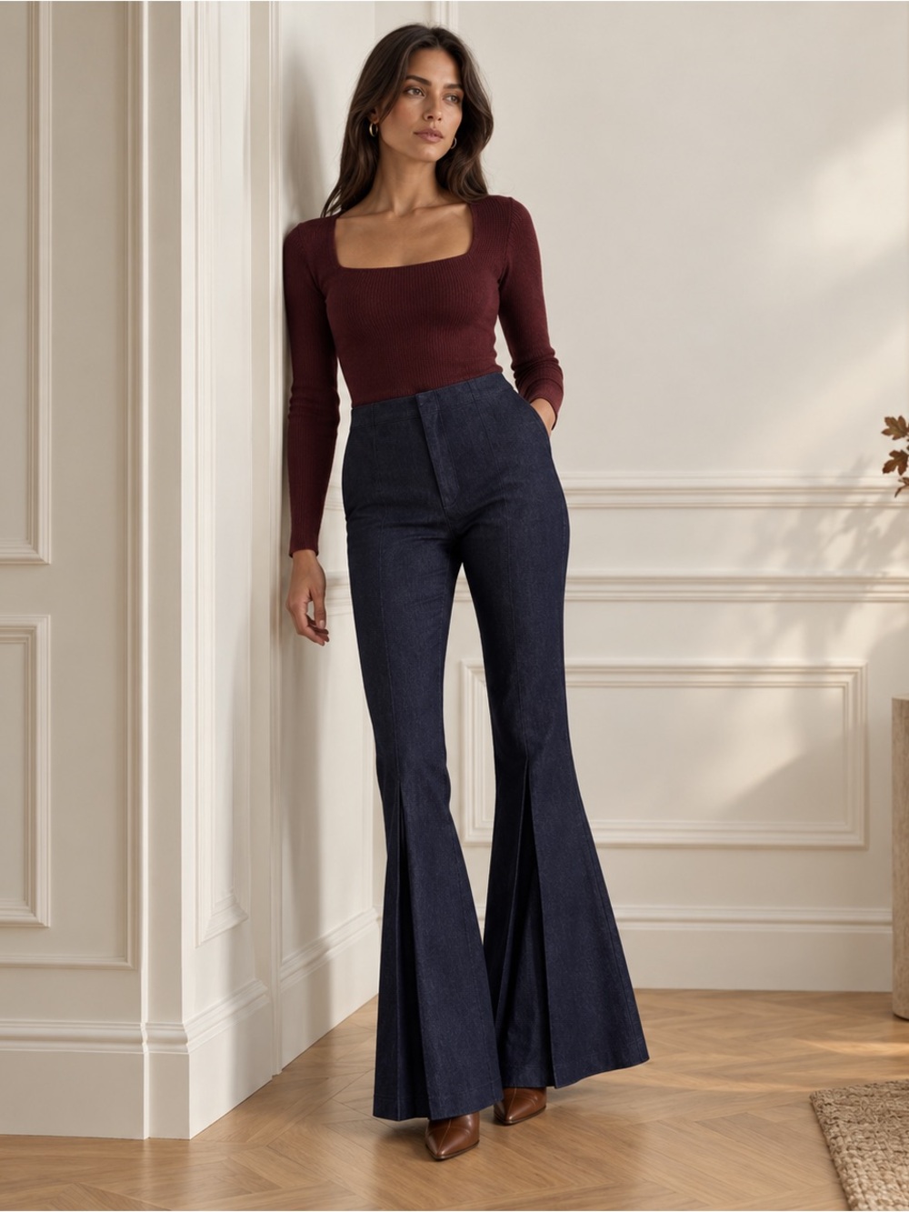 Frame Flared Front Pleat Jeans